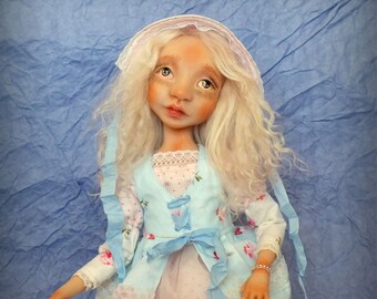 SOLD!!! OOAK art doll Marshmallow, collectible doll, interior doll, handmade clay doll, fully hand crafted, cute gift and home decoration