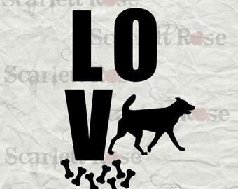 Dog Love SVG cutting file clipart in svg, jpeg, eps and dxf format for Cricut & Silhouette - Instant Download
