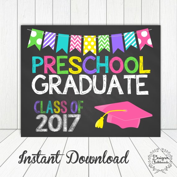 preschool graduation sign chalkboard poster photo prop 11x14