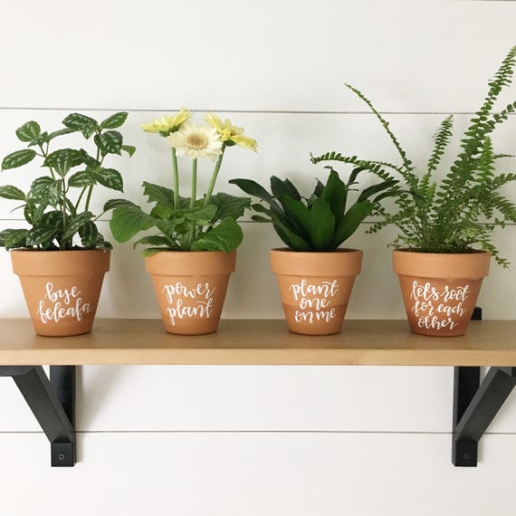 Hand lettered planter hand lettered pot pot plant pun
