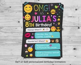 Emoji birthday invitation - personalized with your child's name - digital / printable