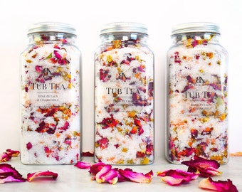 Detox Bath Salts Rose Bath Soak Herbal Bath Tub Tea Pink Himalayan Salts Rose Bath Tea get well gift Chamomile Epsom salts bath salts 16 oz