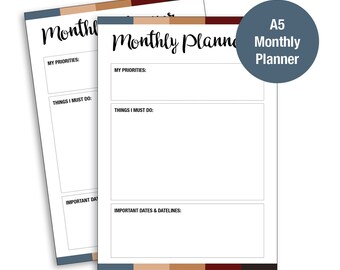 Monthly Business Goals Printable Planner Sheet ToDo List