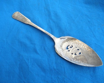 Bicentennial 1881 Rogers Onieda Hammered Metal Pie Cake Server Eagle and Shield design