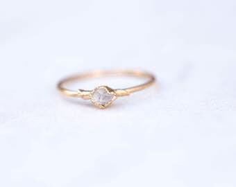 Dainty Boho Ring, Herkimer Diamond Ring, Thin Raw Ring, Thin Rough Crystal Ring, Raw Crystal Ring, Dainty Crystal Ring, Delicate Raw Ring