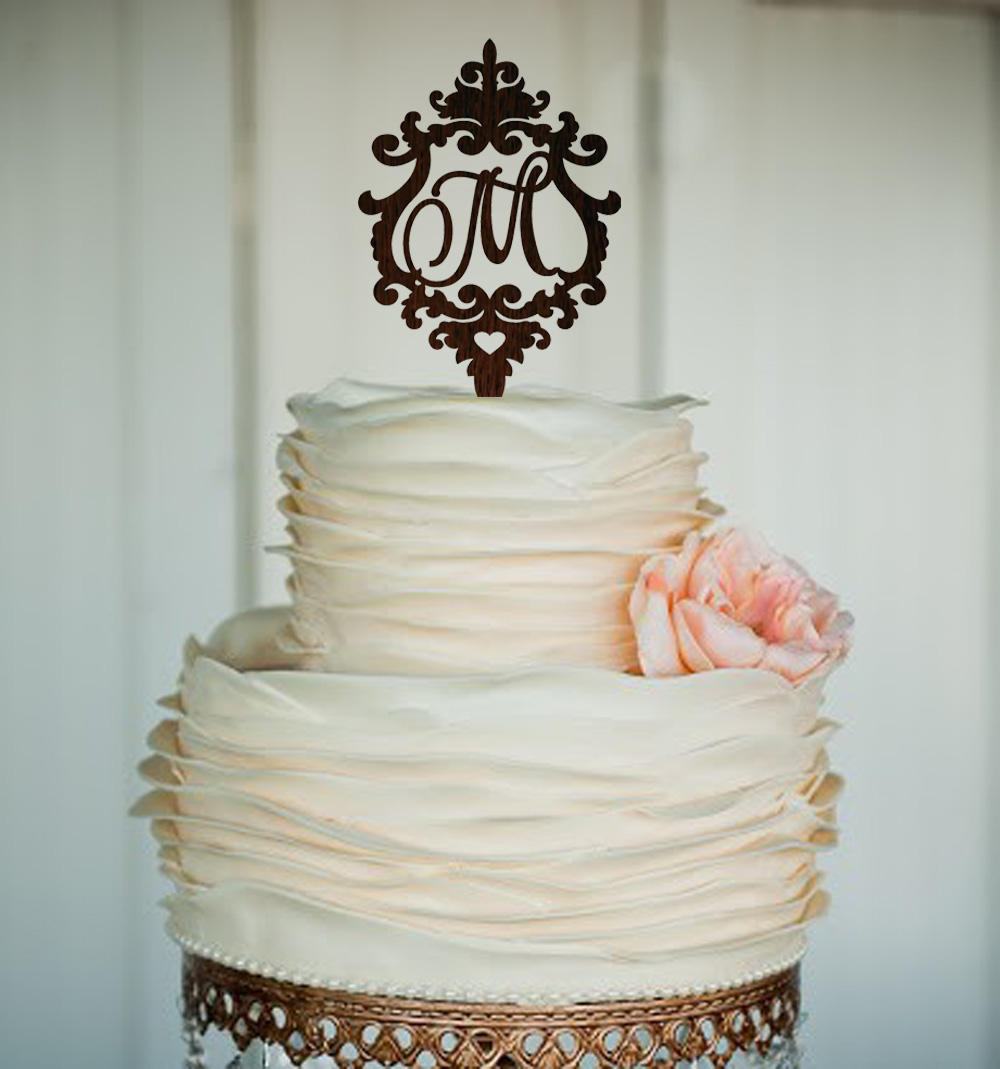 King Crown Cake Topper Prince Wood Crown Monogram Cake Topper