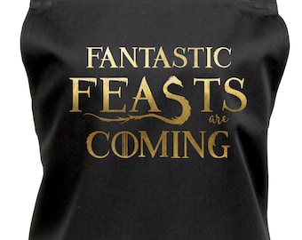 Fantastic Feasts Are Coming! Apron with Pocket, Fun Combo of Fantastic Beasts & Game of Thrones, GG1057