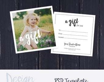 Photography Gift Certificate Template, Photo Gift Card, Printable, Square Photoshop Template, Photography Gift Card Template, A gift for you