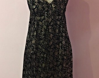 1970's gold and black cocktail dress, handmade in the 70's / party dress / evening wear