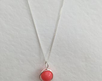 Coral necklace, 925 sterling silver coral pendant, natural coral necklace, real coral pendant, pink coral necklace, pink coral necklace