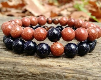 long distance relationship bracelet, boyfriend distance gift, couples gift, friendship bracelet, goldstone jewelry, his and hers,