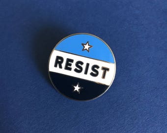 RESIST Pin Badge, High Quality Metal Button, Resistance, Pins, Pin Badge, Badges, Buttons, Anti Trump, March For Science, Feminist, Enamel