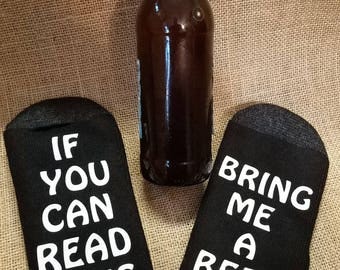 Bring Me Beer socks, Beer Socks, Father's Day Gift, Dad gift, Dad socks, if you can read this bring me a beer, socks, novelty socks, gift