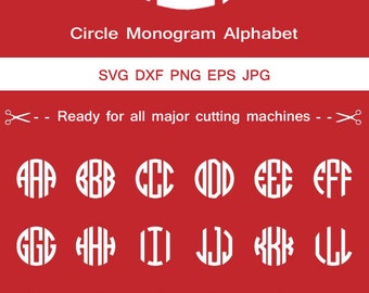 Circle Monogram Svg, Monogram Letters, Monogram alphabets, Circle Monogram Font, Cut Files For Silhouette,Cricut.