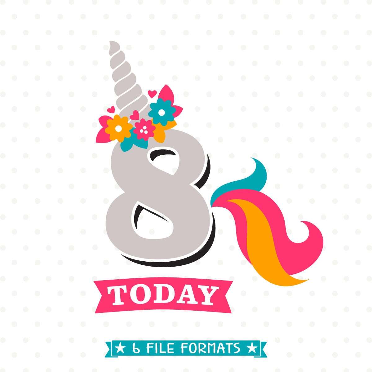 Download 8th Birthday SVG Unicorn Birthday iron on file 8th Birthday