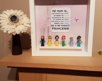 Disney princess frame, Disney princess gift, Lego frame, Lego gift, mummy gift, special mum, princess gift, princess frame, Lego minifigures