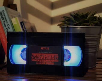 Retro VHS Stranger Things Night Light Table Lamp. Order any film! Great personal gift. Man Cave.