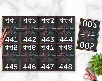Chalkboard Live Sale Tags, Facebook Live Sale Numbers, Normal & Reverse, 0 to 500 Live Sale Tags, Mirrored Numbers, Instant Download 8,5x11