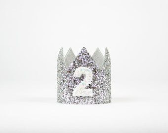 Dog Birthday Crown | Pet Birthday Hat of Glitter | Dog Lover Gift | Dog Clothes | Pet Puppy Cat Kitten Pig Birthday Party Hat | Silver
