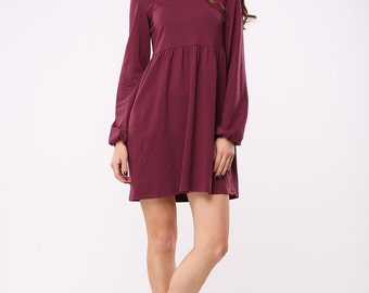 Tricot high neck marsala dress | Tricot turtleneck marsala dress