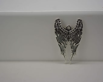 Metal Angel Wing Pendant, Angel Wing Charm, Double Angel Wing Charm, Double Angel Wing Pendant, Set of 3 Angel Wing Charms