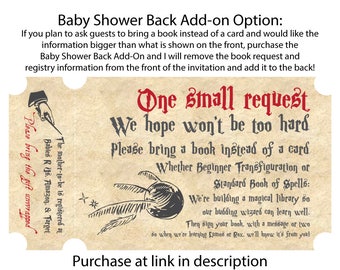 Harry Potter Baby Shower Invitation Back Add-on Option, (Printable)
