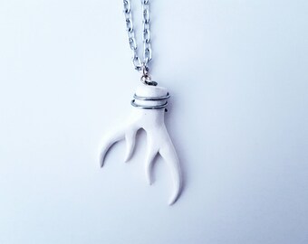 Handmade Polymer Clay Deer Antler Necklace