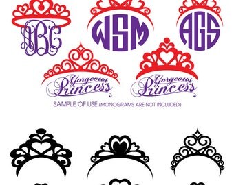 Princess Tiara Digital Cut Files Svg Dfx Eps Png - Silhouette SCAL Cricut Vector Printable Download Paper Crafts Vinyl Die Cutting JB-488