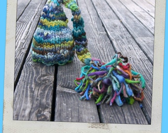 NEWBORN Photography Prop - Baby Knit Hat - Twin Props - Elf - Handdyed and Handspun yarn - Icebreaker