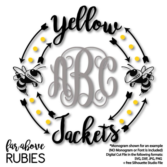 Yellow Jackets Monogram Wreath Frame monogram NOT included