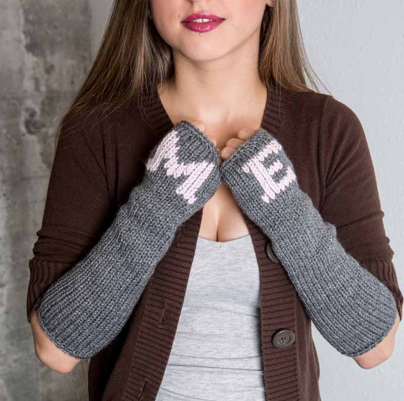 Personalized Gloves Initial Fingerless Gloves Grey Fashion