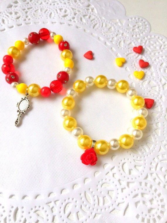 Beauty and the Beast inspired, kids jewelry, ,beaded bracelet, kids birthday party favor, MIX of two styles, SET of TEN. Il_570xn
