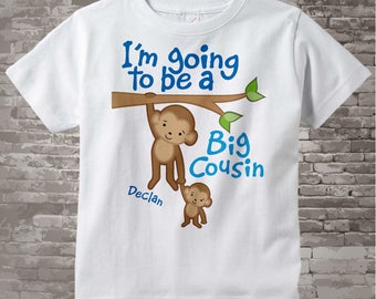 Big Cousin Shirt, I'm Going to Be A Big Cousin Onesie, Personalized Big Cousin Monkey Shirt with Little Cousin 03142012a