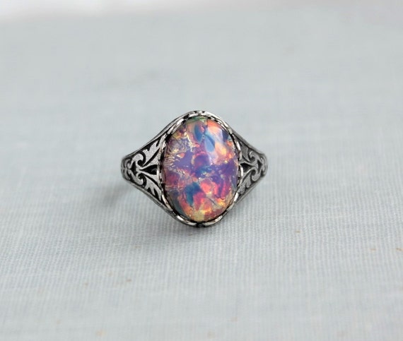 Fire Opal Ring. Vintage Jewel. Antique Silver by WearitoutJewelz