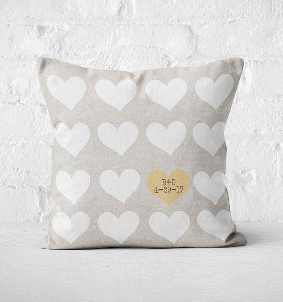 Cotton Anniversary Gift Wedding Gift Pillow Cover Personalized