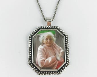 In Memory Of - Your Loved One's Photo on a Pendant - Memorial Necklace, Memorial Key Chain - 2 Finishes Available