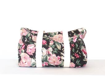 Vintage Weekender Bag * Floral Duffel Bag * 80s Tote Bag