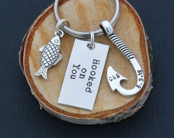 SALE • Fishing Gift Boyfriend Keychain Husband Gift • Him Guy Gift Fisherman Keychain Fish Hook Charm •Wedding Anniversary Dating Funny Gift