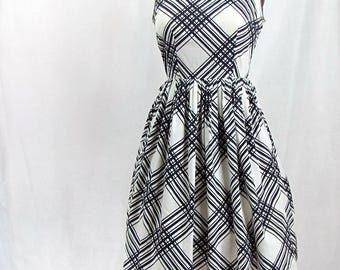 Vintage 1950s Cotton Black and White Dress