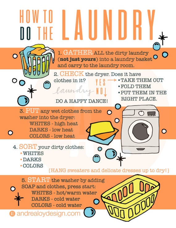 Laundry Infographic how to do laundry kids printable