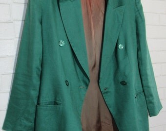 MILESTONE SALE 40% OFF with Coupon, 80s Emerald Green Jones New York Linen Blazer
