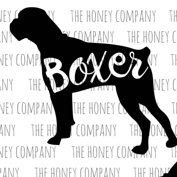 Download Boxer SVG PNG DXF Dog Breed Lover Instant Download Silhouette