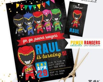 Power Rangers Dino Charge INSTANT DOWNLOAD Editable Invitation / Power Rangers Invitation / EDITABLE Power Rangers Invitation