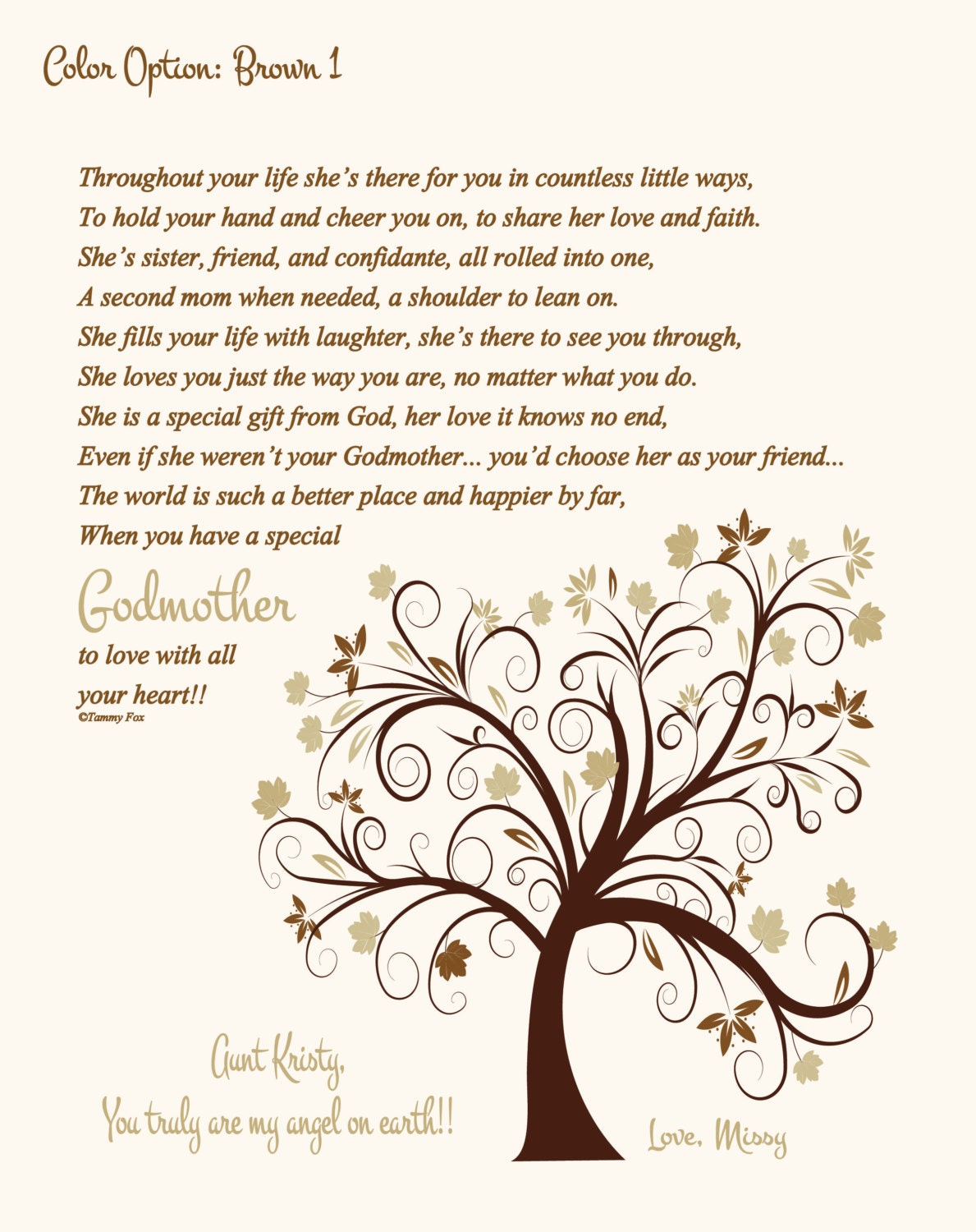 To Godmother from Adult GoddaughterGodmother Thank You GiftTo