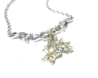 Trifari Rhinestone Necklace Twinkle Alfred Philppe Design on Silver Tone - 16" Vintage Jewelry