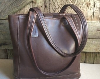 Coach Bag Brown Leather Bucket Bag Boston Satchel Tote