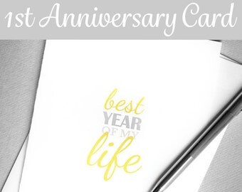 Printable First Anniversary Card. Instant Download One-Year Anniversary Card. 1st Anniversary Card. Paper Anniversary. Best Year of My Life.