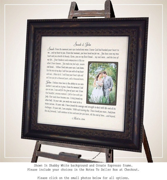 Personalized Wedding Vows framed photo mat Wedding Gift for