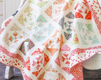 Window Garden Large Lap Quilt - Twin Size Coverlet - Farmhouse Fabric Collection