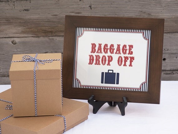 Train Baggage Drop Off Sign Cream Navy Red Printable PDF File  Train Baggage Drop Off Sign Cream Navy Red Printable PDF File
